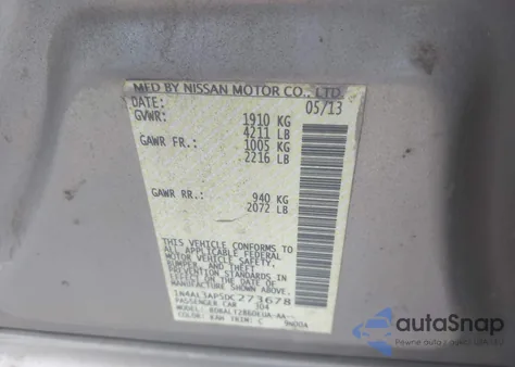 2013 Nissan Altima 2.5 Sv из США, поврежденный, VIN 1N4AL3AP5DC273678